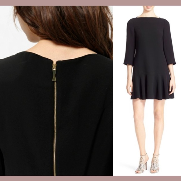 NWT $348 kate spade new york [ 2 ] Flounce Crepe‎ Mini Dress in Black - Picture 3 of 13